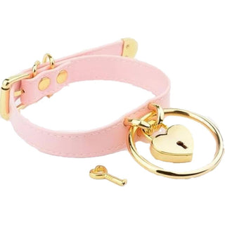 Displaying an image of Sexy Playtime Fetish DDLG Collar in Pink-Silver color with comfortable fit.
