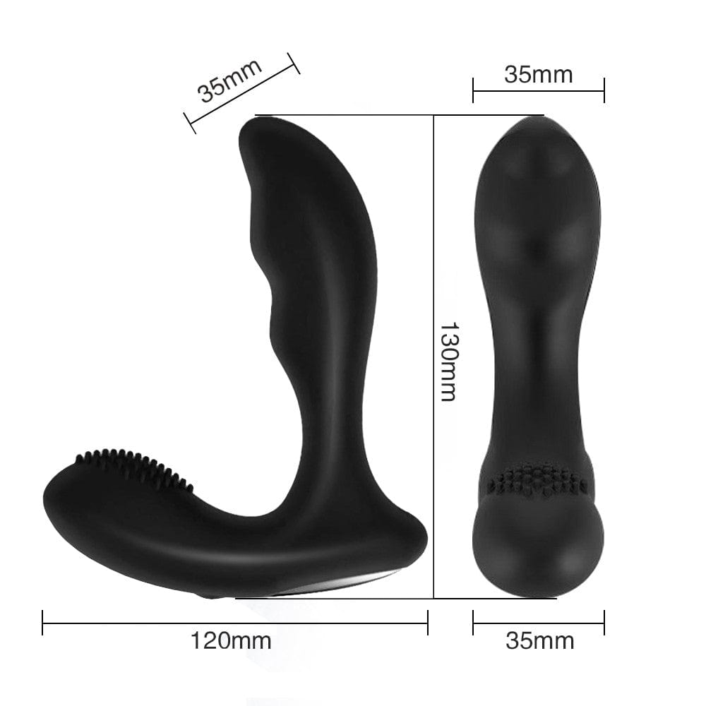 In the photograph, you can see an image of the easy-to-clean and durable Dual-Motor Stimulator Prostate Massage Vibrator