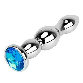 Pictured here is an image of the stainless steel plug with a blue gemstone, showcasing the quality craftsmanship and luxurious feel.