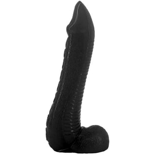 You are looking at an image of Alluring Ribbed Octopussy 9 Inch Spiky Animal Dildo Female Sex Toy in black color