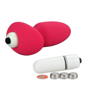 Take a look at an image of the dual-function Colored Hollow Silicone Vibrating Plug and vibrator.