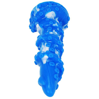 Feast your eyes on an image of a tentacle dildo in sophisticated black, deep blue, or vivid orange color.