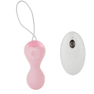 Take a look at an image of 10-Speed Vibrating Kegel Balls 2pcs Set with a user-friendly remote control for easy operation.