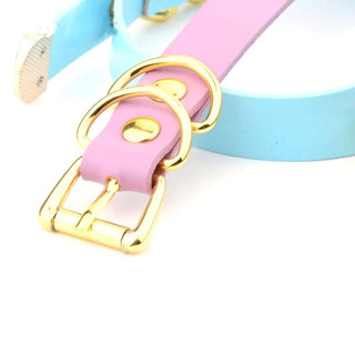 This is an image of Golden Kawaii Heart Locking Collar Day Collar specifications including color, materials, and dimensions.