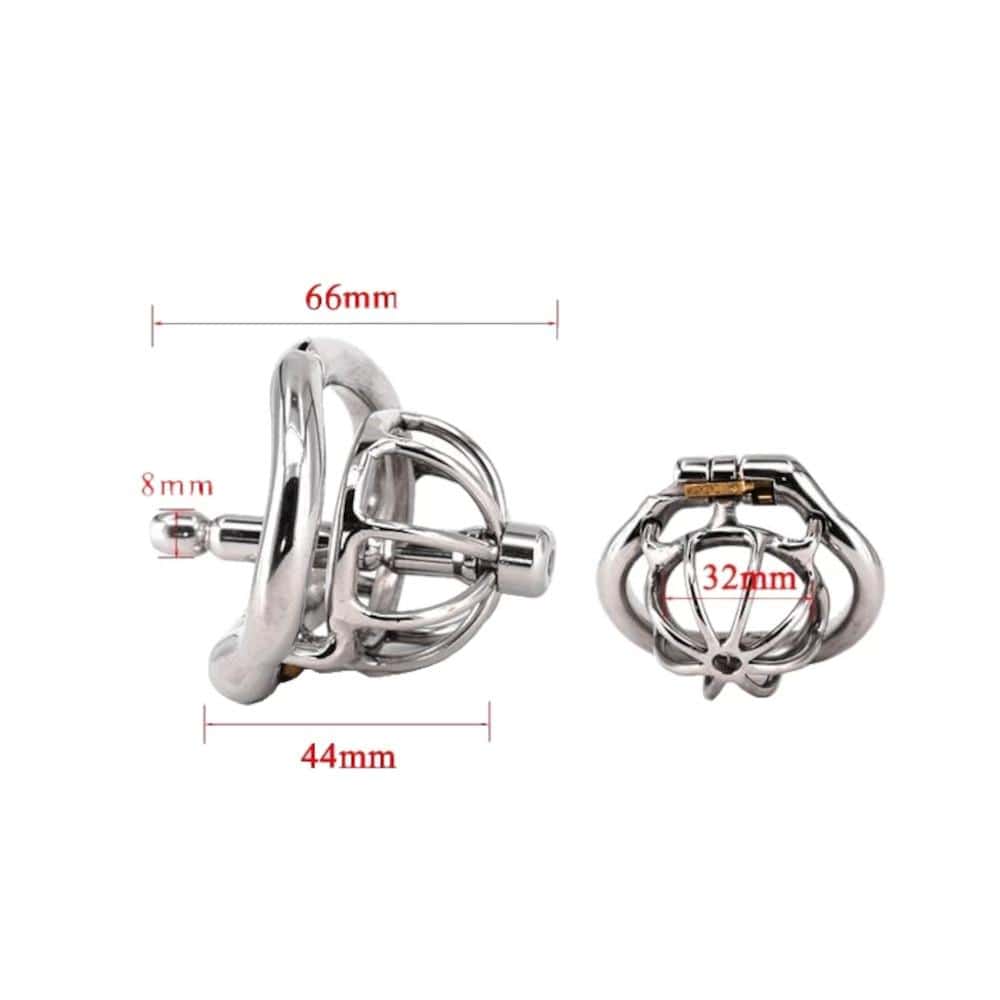 You are looking at an image of the Mini Spiked Urethral Male Chastity Cage designed for thrilling sensations and controlled pleasure.