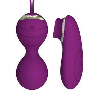 Featuring an image of the ergonomic remote control of Clitoris Stimulating Remote Control Kegel Balls for easy operation.
