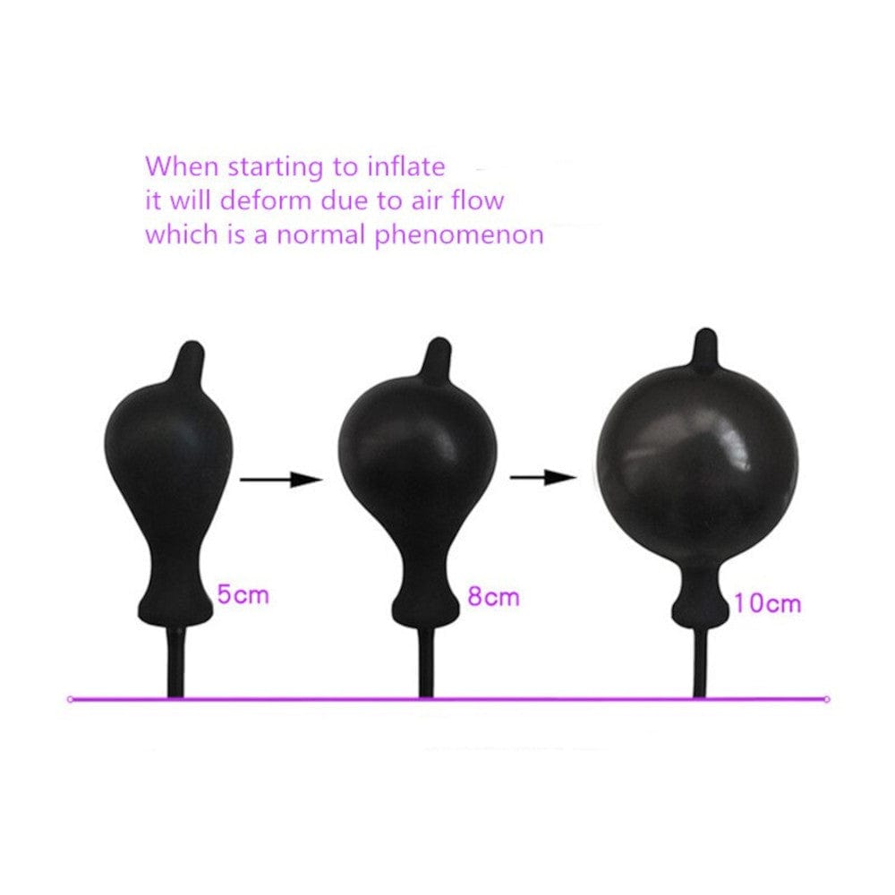 View of the black silicone material used in 5 Black Silicone Inflatable Anal Training Toy Men.