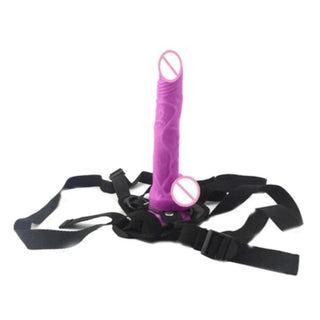 Observe an image of Pegging Adventure 9 Inch Dildo With Strap On Harness featuring lifelike design