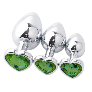Heart-Shaped Crystal Jeweled Plug Set