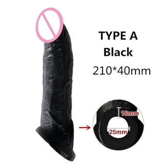Thicker Girth Realistic Penis Extension in black color for heightened pleasure.
