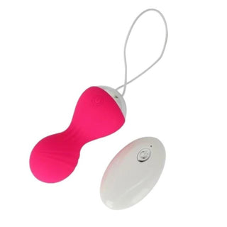 Check out an image of 10-Speed Vibrating Kegel Balls 2pcs Set in rose red and nude colors, made of silicone.