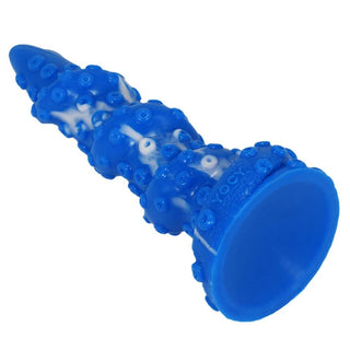 This is an image of a kraken-inspired tentacle dildo with ridges and suction cups.