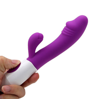 Check out an image of G Spot Dildo Rabbit Vibrator Clit Stimulator - User-friendly handle for effortless manipulation, unlocking a cascade of orgasms.