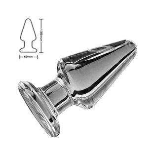 Presenting an image of a transparent glass butt plug for men, designed for a unique and thrilling self-play experience.