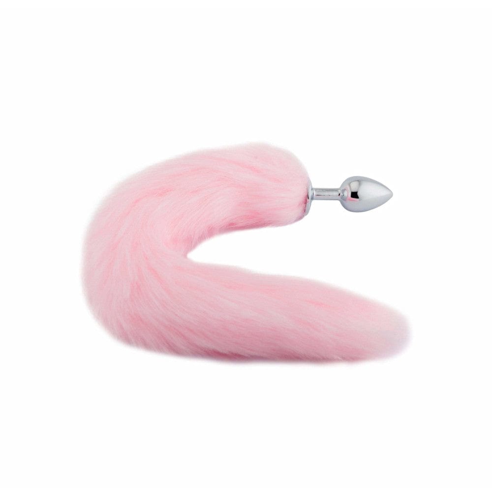 Stainless Steel Butt Plug With 18-Inch Pink Fox Tail