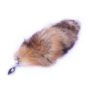 What you see is an image of Realistic Fox Tail Plug 18 Inches Long showcasing its 18-inch long tail and 2.75-inch plug dimensions.