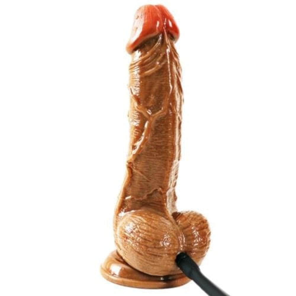 This is an image of No Fuss Masturbation 7 Inch Inflatable Dildo with suction cup for hands-free riding on flat surfaces.