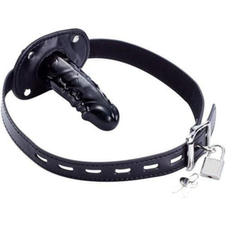Feast your eyes on an image of Bondage Restraint Face Dildo - a silicone dong strapped onto a PU leather harness for hands-free pleasure.