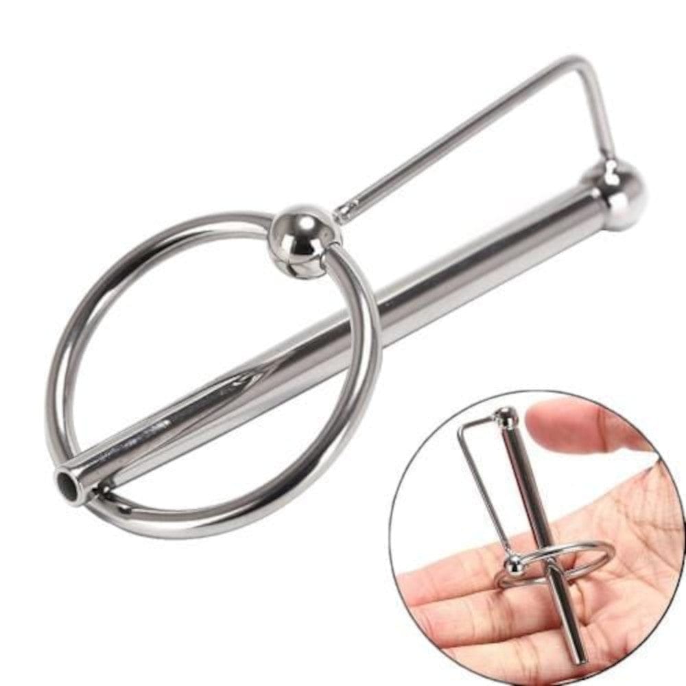Featuring an image of Pleasure Ring Sperm Stopper, a sleek and durable urethral plug for enhanced self-gratification.