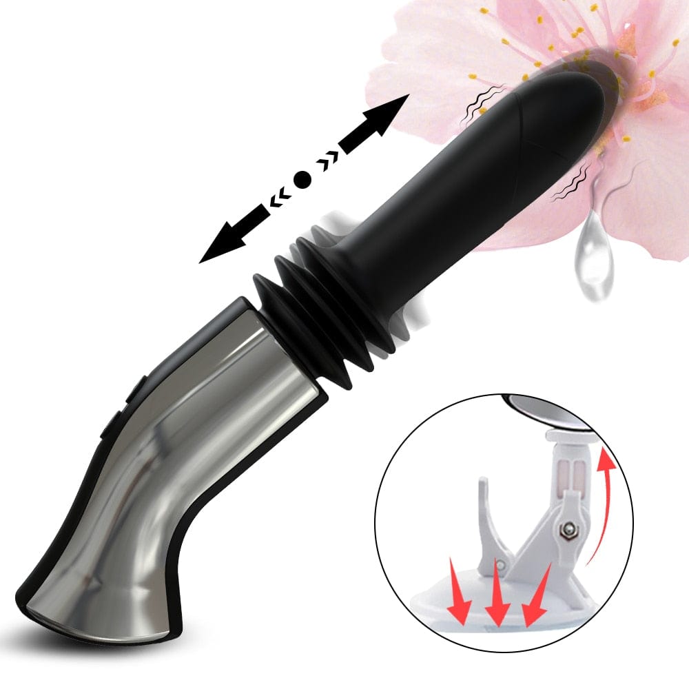 Pictured here is an image of Pleasure Waves Thrusting Vibe Dildo Machine providing powerful yet gentle thrusting for intimate experiences.