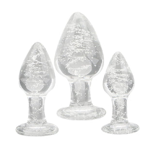 Glow in the Dark Glass Butt Plug 3 Piece Anal Trainer Set - Lovegasm Glow in the Dark Glass Butt Plug 3 Piece Anal Trainer Set - Lovegasm