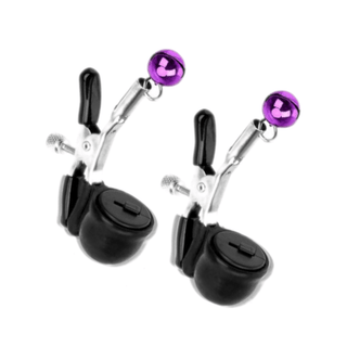 In the photograph, you can see an image of Vibrating Nipple Clamps Non-Piercing Nipple Ring in silver and black colors