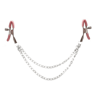 Presenting an image of Dual Layer Nipple Clamps With Chain, demonstrating the eye-catching design and unique sensory experience they offer.