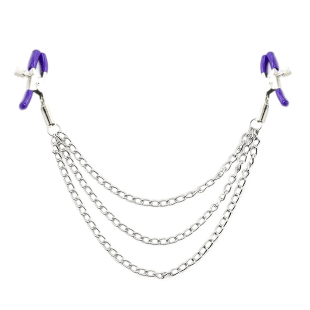 Here is an image of high-quality metal chains and crocodile clamps in clear, pink, purple, red, rose, and black colors.