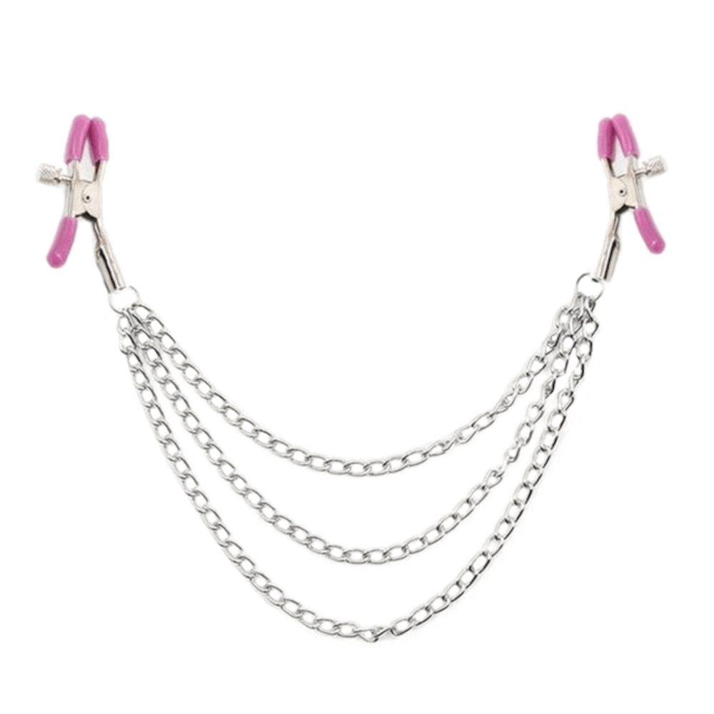 Presenting an image of triple chain design clamps for a bold and audacious statement in pleasure.