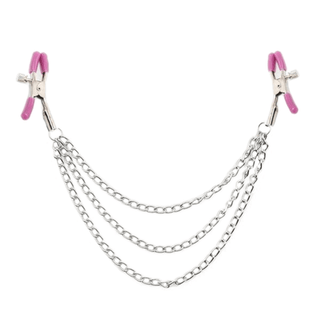 Presenting an image of triple chain design clamps for a bold and audacious statement in pleasure.