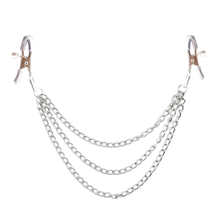 Take a look at an image of meticulously designed clamps with chains for a unique sensory experience.