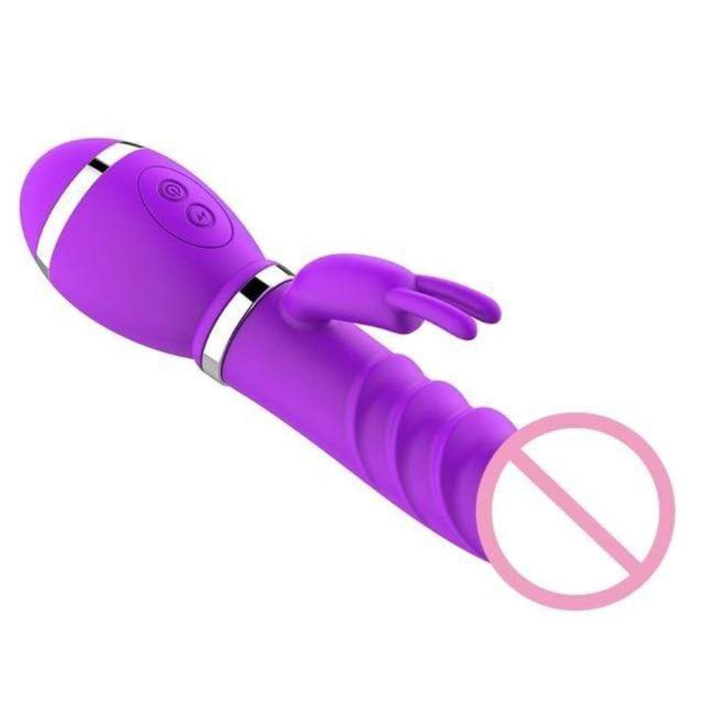 This is an image of a 7.64 inches long and 1.38 inches wide silicone and ABS vibrator
