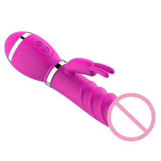 A picture of a dual motor design rabbit vibrator for simultaneous stimulation