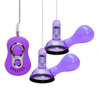 You are looking at an image of Vibrator Nipple Toys Remote Stimulator Suction Cup in purple color with wired controller.