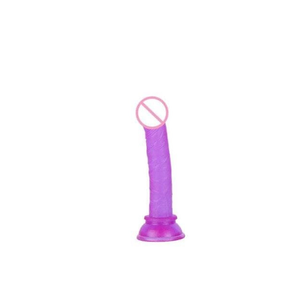 Presenting an image of the Small but Terrible Strong Sucker Thin Dildo being used hands-free