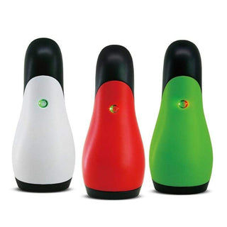 Check out an image of Blowjob Delight For Men 12-Speed Male Stroker in red, white, and green silicone material.