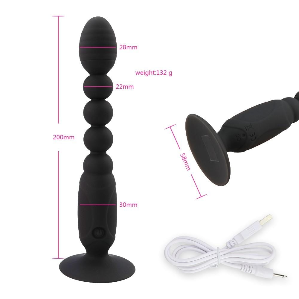 Intense Anal Bead Vibrator providing hands-free pleasure with strong suction cup base.