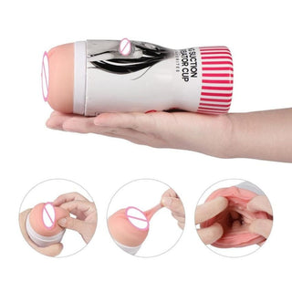 View of Reusable Vacuum Tight Pocket Vagina Toy in ergonomic ABS casing for easy handling and enhanced suction.