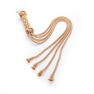 Image of Handmade Whip Shibari Rope showcasing its unique handle wrapped in natural hemp for an excellent grip.
