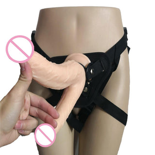 Featuring an image of Hardcore Stuffing Double-Headed 9 Inch Strap On, illustrating its double-headed design for enhanced pleasure.
