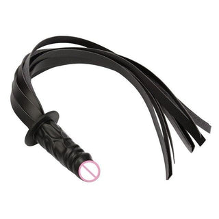Observe an image of the total length of 23.62 inches of Sensual 2-in-1 Leather Flogger Sex Toy Whip, displaying its comfortable and stimulating fit.