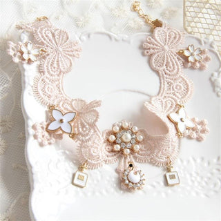 Here is an image of Vintage Cosplay Party Lace Collar crafted for comfort and control in lace and zinc alloy.