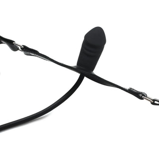 This is an image of Pump It Up Gag strap made of waterproof faux leather and adjustable for secure fit, enhancing the BDSM playtime experience.