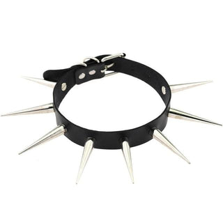 Observe an image of Gothic PU Leather Gay Collar Spiked in white color with edgy spikes
