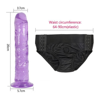 Here is an image of No Frills Adjustable 7-Inch Pegging Strap On in clear color with realistic head for enhanced pleasure.