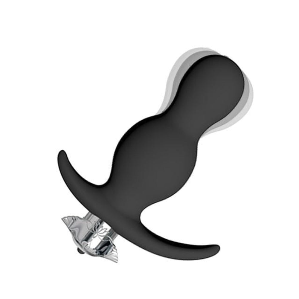 Here is an image of 7-Speed Small Butt Massager in black silicone material with compact size for intimate pleasure.