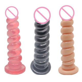 Check out an image of Beads of Masturbation Anal Dildo With Suction Cup in Black and Flesh colors.