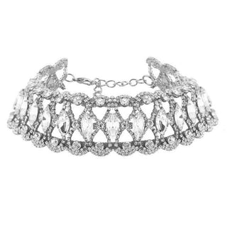 An image showcasing the adjustable Discreet Neck Bling Collar Jewelry Day Collar with a length of 9.45 + 6.30 inches (24 + 16 cm).
