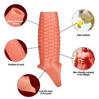Orgasmically-Textured Hollow Penis Girth Sleeve
