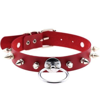 Gothic Colored Leather Spiked Collar
